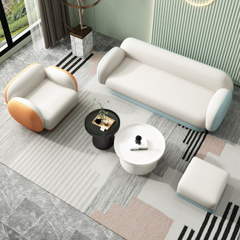 Modern Macaroon Sofa Pillow Top Arm Standard Tight Back Sofa for Apartment