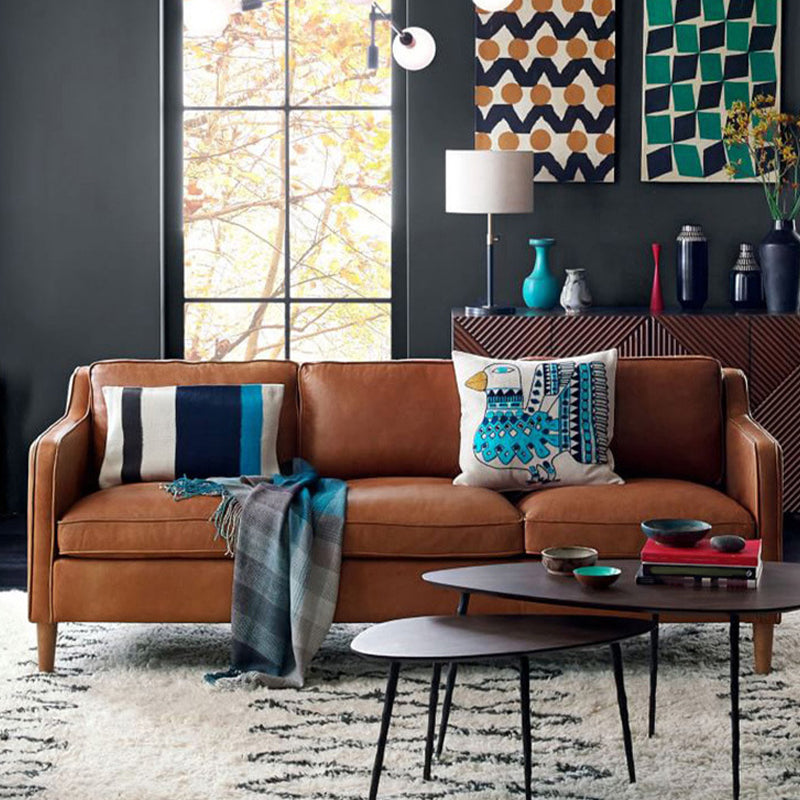 Faux Leather 35,43 "Haute Courette de coussins à 3 places Resicace