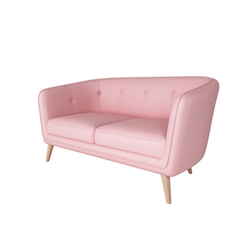 Modern Faux Leather Tufted Back Curved Loveseat Sofa with 1/2 seat