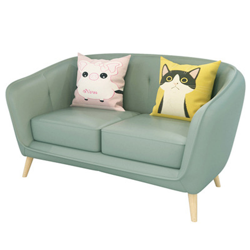Modern Faux Leather Tufted Back Curved Loveseat Sofa with 1/2 seat