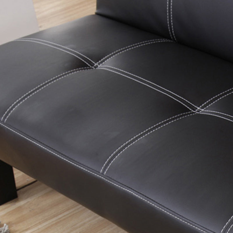 Modern Biscuit Back Faux Leather Pillow Top Arm Convertible Sofa with Foldable