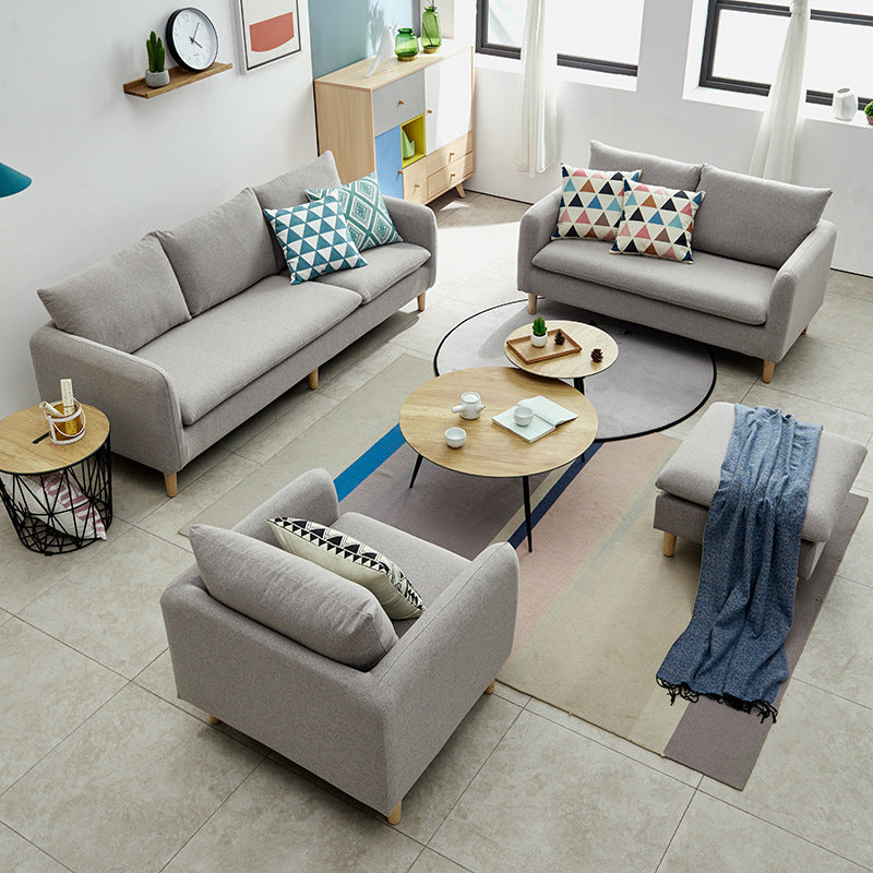 3-seater Standard Modern Wood Legs Sofa Cushions Square Arm Sofa