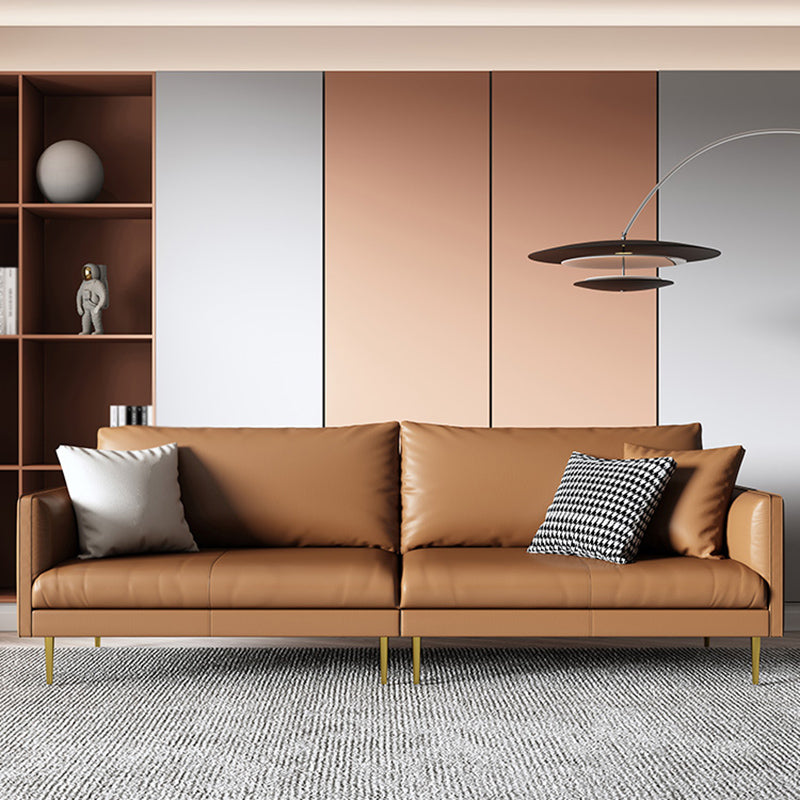 Leather Modern Sofa 33"W Square Arm Loose Back Sofa for Living Room