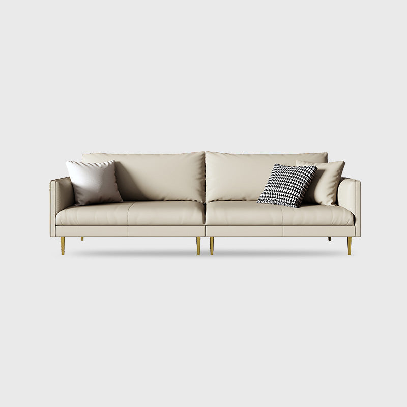 Leather Modern Sofa 33"W Square Arm Loose Back Sofa for Living Room
