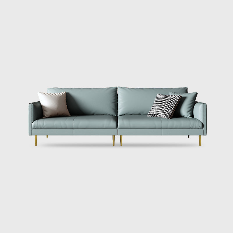 Leather Modern Sofa 33"W Square Arm Loose Back Sofa for Living Room