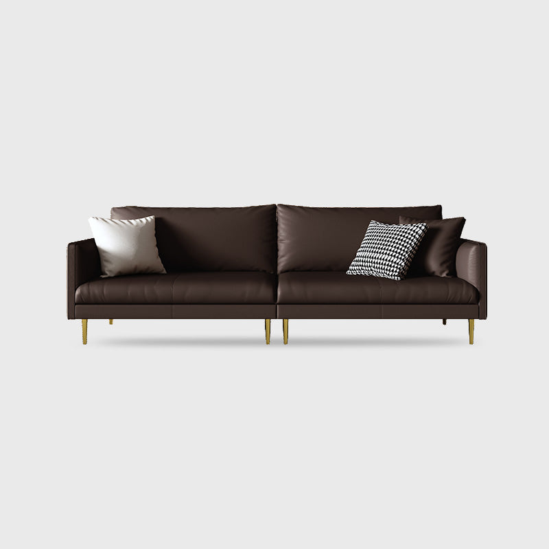 Leather Modern Sofa 33"W Square Arm Loose Back Sofa for Living Room