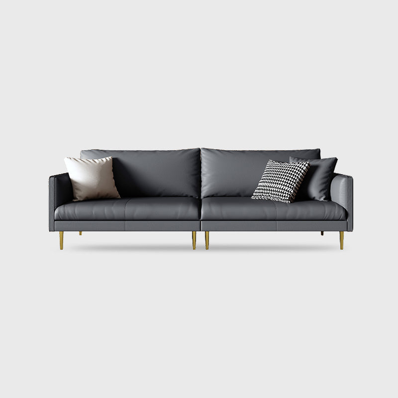 Leather Modern Sofa 33"W Square Arm Loose Back Sofa for Living Room