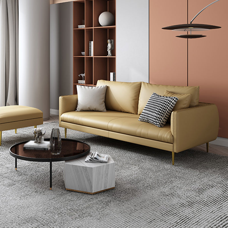 Leather Modern Sofa 33"W Square Arm Loose Back Sofa for Living Room