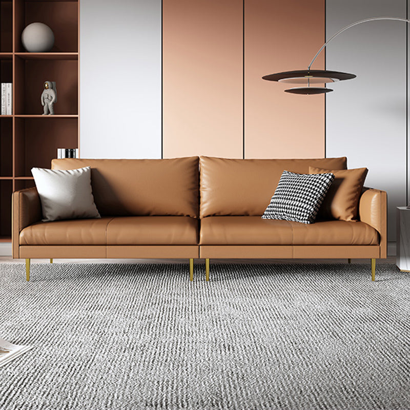 Leather Modern Sofa 33"W Square Arm Loose Back Sofa for Living Room
