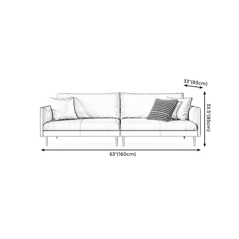 Leather Modern Sofa 33"W Square Arm Loose Back Sofa for Living Room