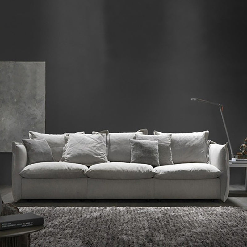 Moderne Stoff quadratische Armsofa Standardkissen Beige 4 -Bein -Sofa