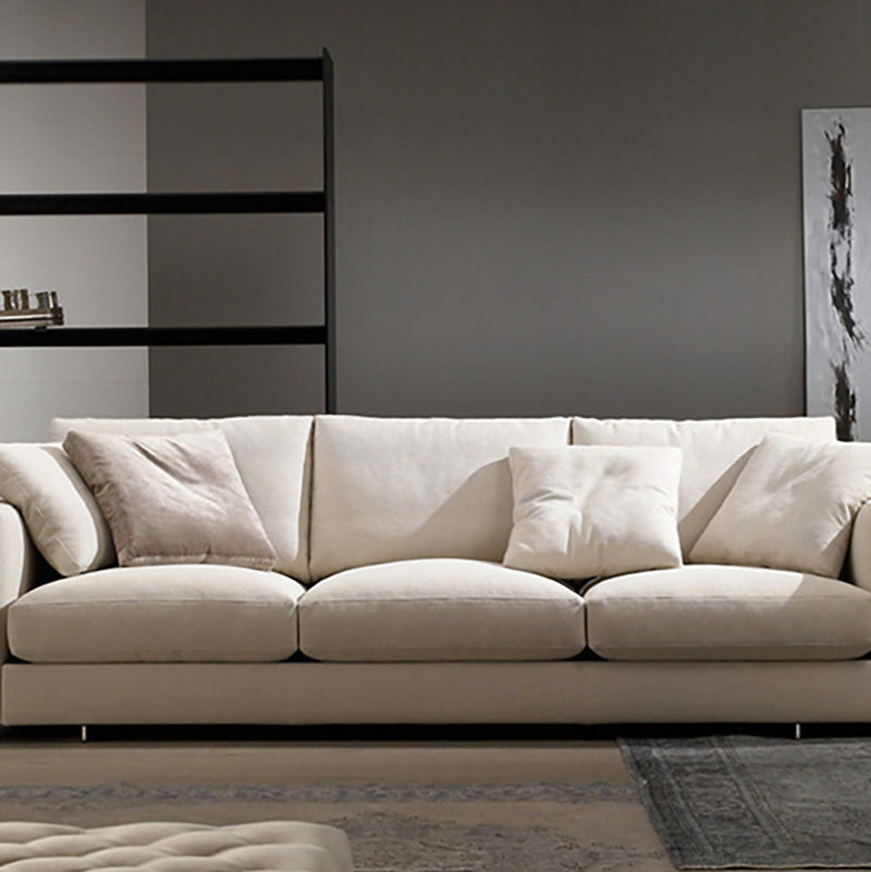 Moderne Stoff quadratische Armsofa Standardkissen Beige 4 -Bein -Sofa
