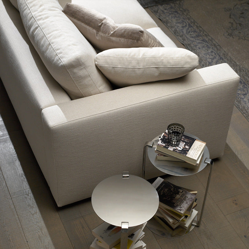 Moderne Stoff quadratische Armsofa Standardkissen Beige 4 -Bein -Sofa