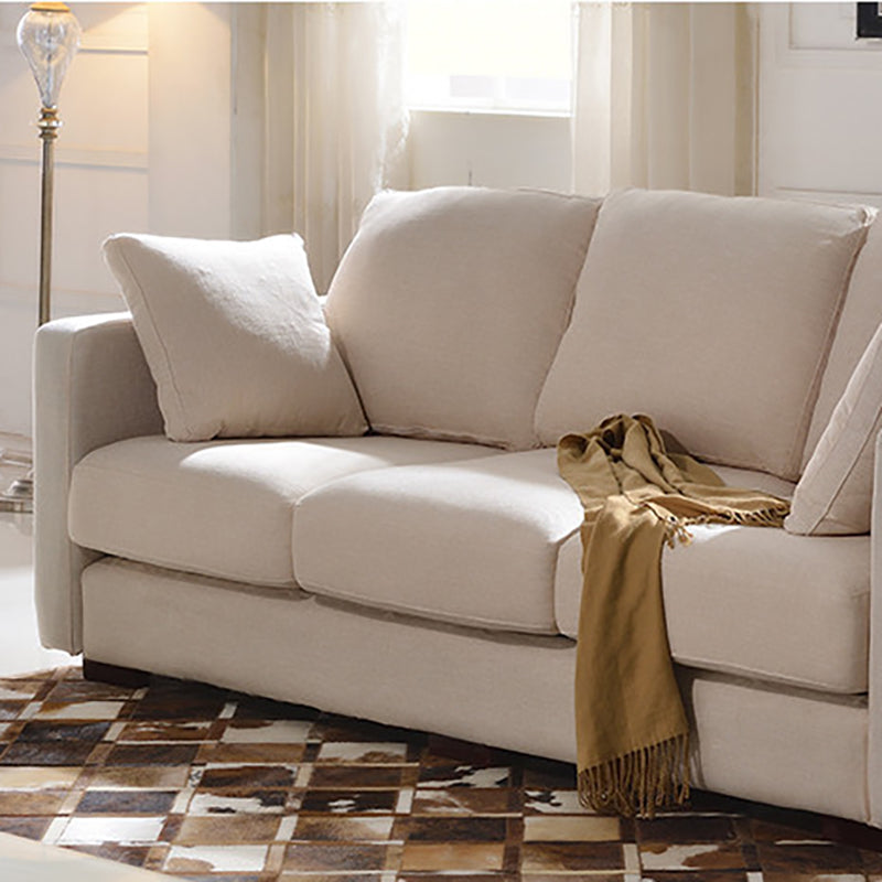Moderne Stoff quadratische Armsofa Standardkissen Beige 4 -Bein -Sofa