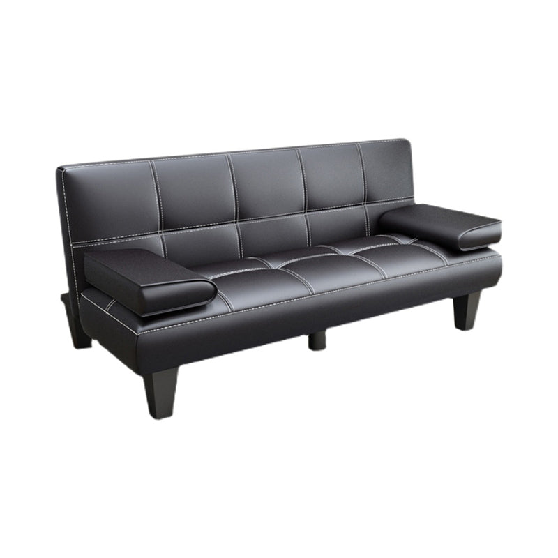 Biscuit Back Faux Leather Pillow Top Arm Modern Sofa with Foldable for Living Room
