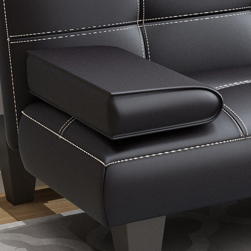 Biscuit Back Faux Leather Pillow Top Arm Modern Sofa with Foldable for Living Room