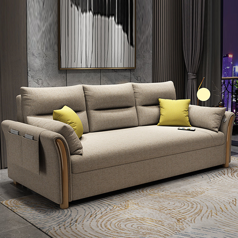 Brown Convertible Settee Furniture Flared Arm Standard Bed Settee