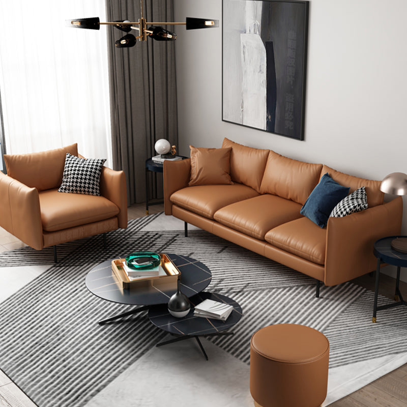 Modern Style Square Armrest Latex Cushions Fill The Grey/brown Sofa