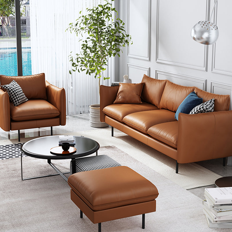 Modern Style Square Armrest Latex Cushions Fill The Grey/brown Sofa