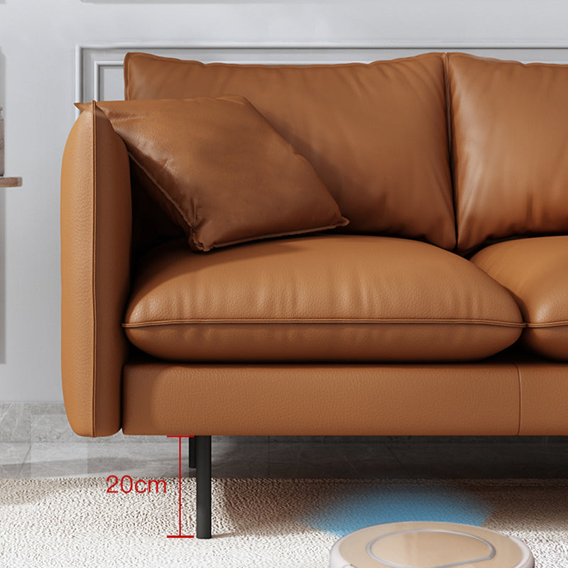 Modern Style Square Armrest Latex Cushions Fill The Grey/brown Sofa