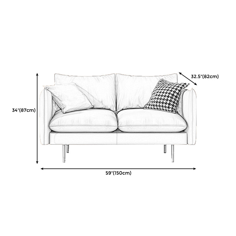 Modern Style Square Armrest Latex Cushions Fill The Grey/brown Sofa