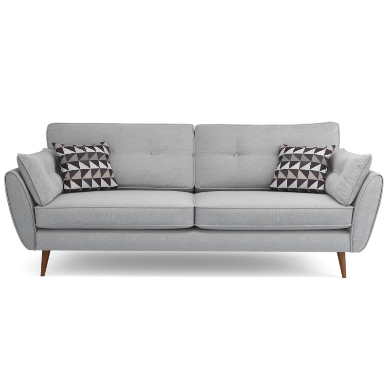 Modern 4 Wood Legs Sofa Tufted Fabric Standard Flared Arm Sofa