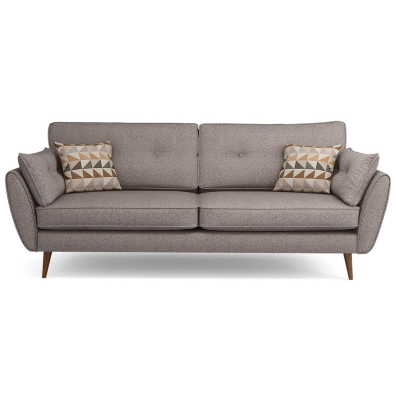 Modern 4 Wood Legs Sofa Tufted Fabric Standard Flared Arm Sofa