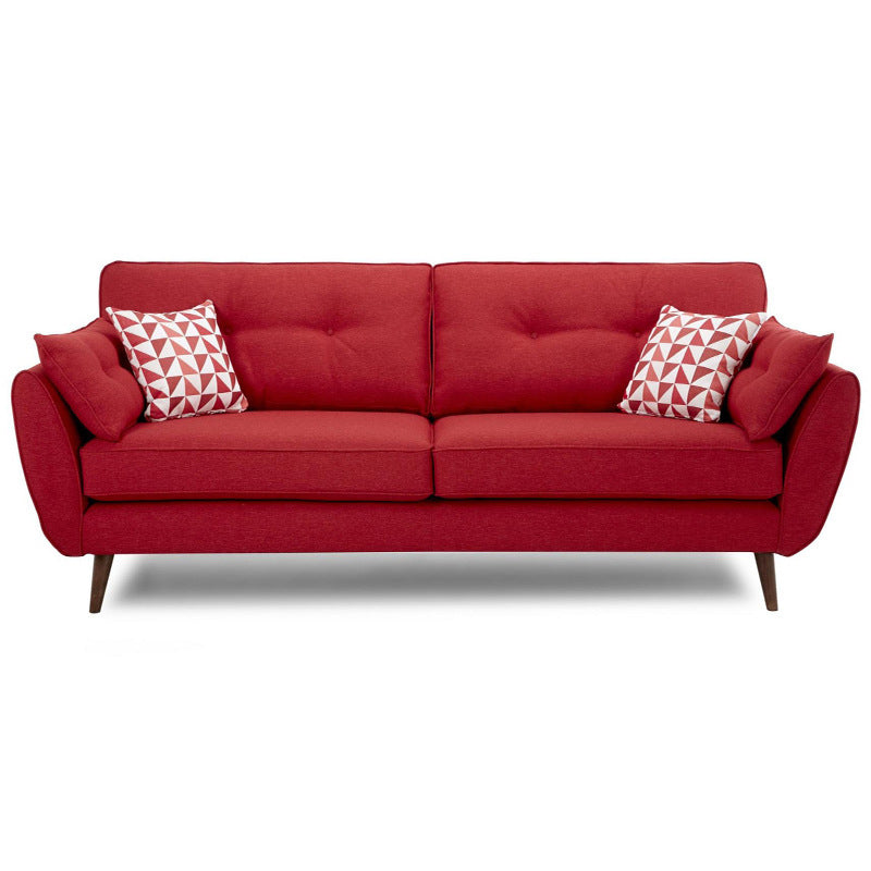 Modern 4 Wood Legs Sofa Tufted Fabric Standard Flared Arm Sofa