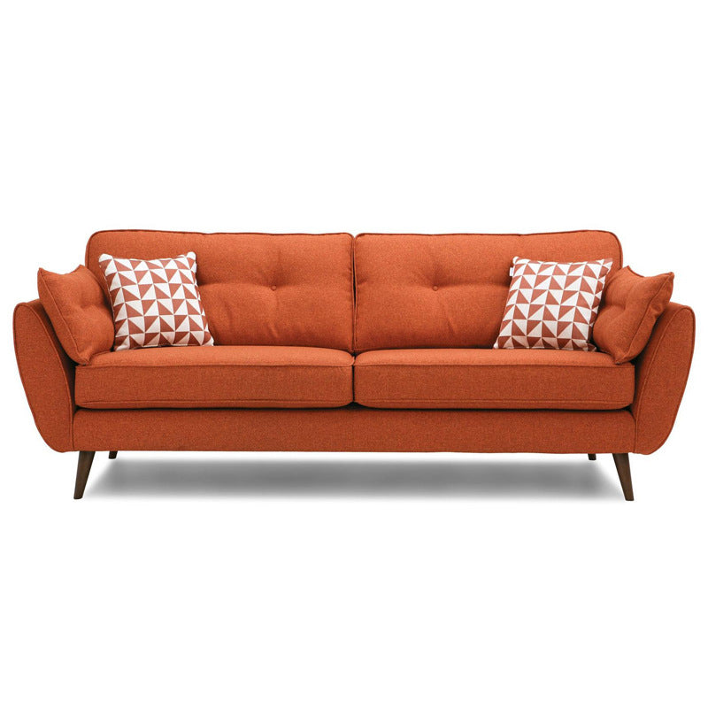 Modern 4 Wood Legs Sofa Tufted Fabric Standard Flared Arm Sofa