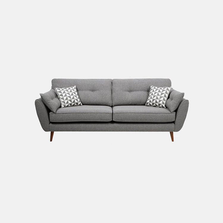 Modern 4 Wood Legs Sofa Tufted Fabric Standard Flared Arm Sofa