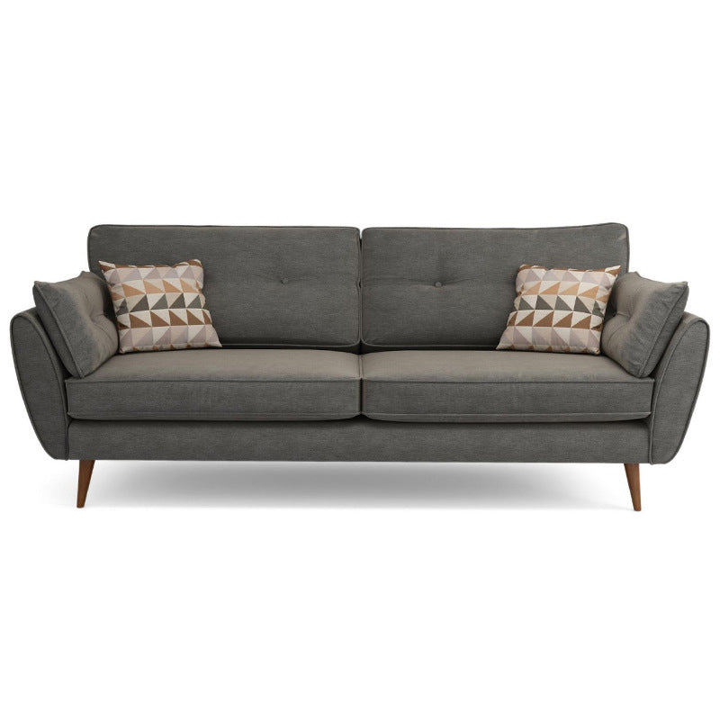 Modern 4 Wood Legs Sofa Tufted Fabric Standard Flared Arm Sofa