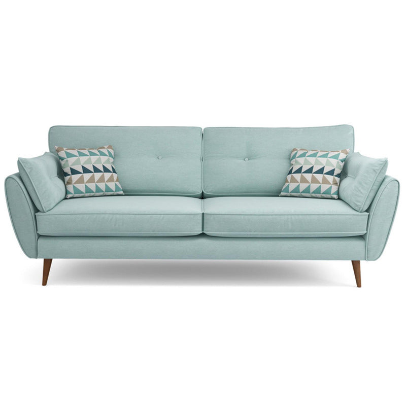 Modern 4 Wood Legs Sofa Tufted Fabric Standard Flared Arm Sofa