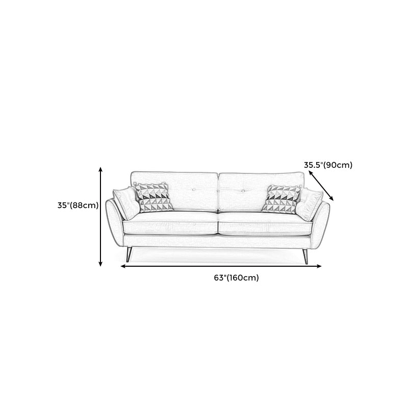 Modern 4 Wood Legs Sofa Tufted Fabric Standard Flared Arm Sofa