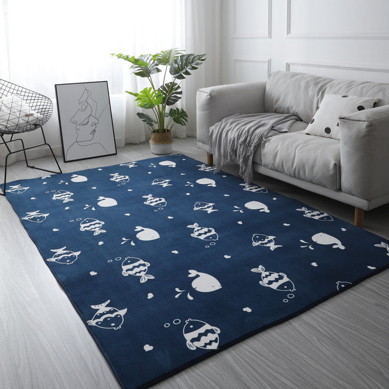 Modern Geometric Pattern Rug Synthetic Carpet Dark Color Stain Resistant Rug for Bedroom