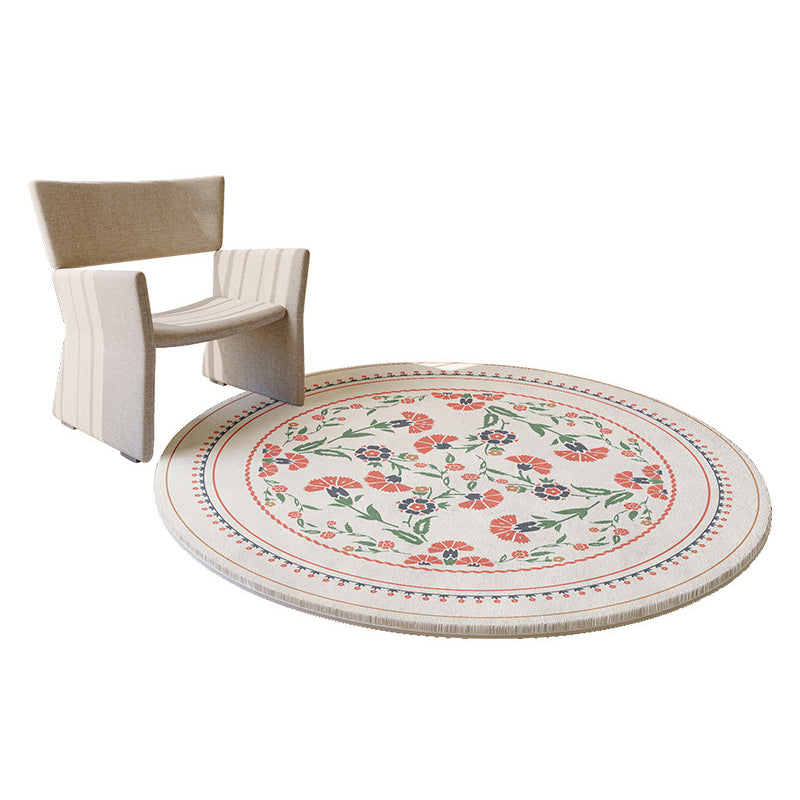 Round Carpet Plant Pattern Rug Stain Resistant Rug for Home Decor