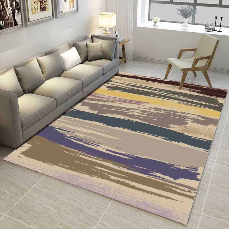 Continuous Geometric Pattern Rug Synthetic Carpet Stain Resistant Rug for Bedroom