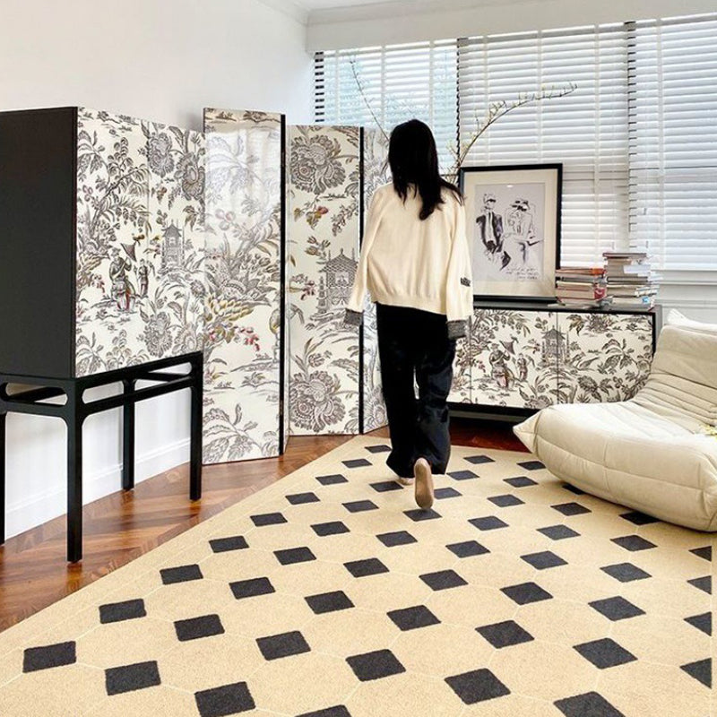 Modern Style Lattice Rug Synthetic Carpet Pet Friendly Stain Resistant Rug for Bedroom