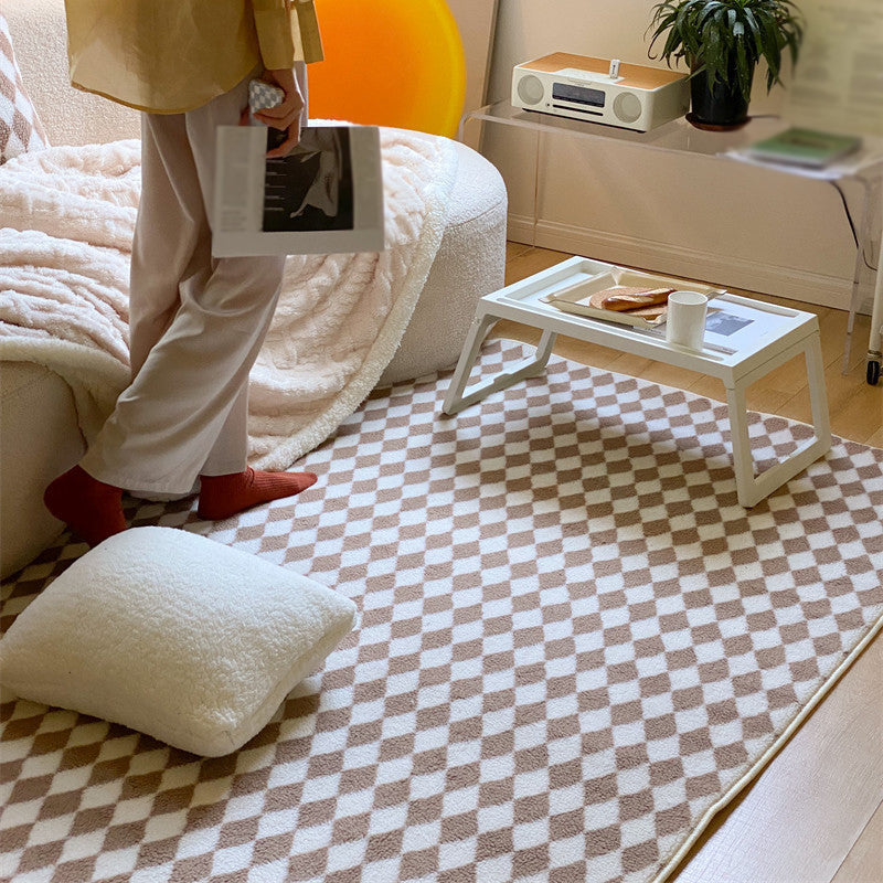 Lattice Rug Synthetic Carpet Pet Friendly Stain Resistant Rug for Bedroom