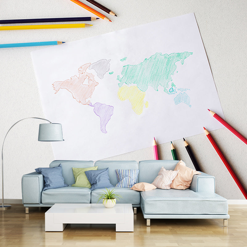 Map Resistant Mural Wallpaper Environment Friendly Sleeping Room Wall Mural