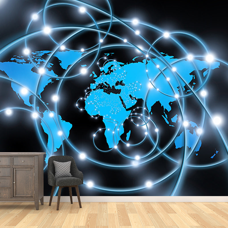 Decorative Wall Mural Wallpaper Map Illustration Sitting Room Wall Mural