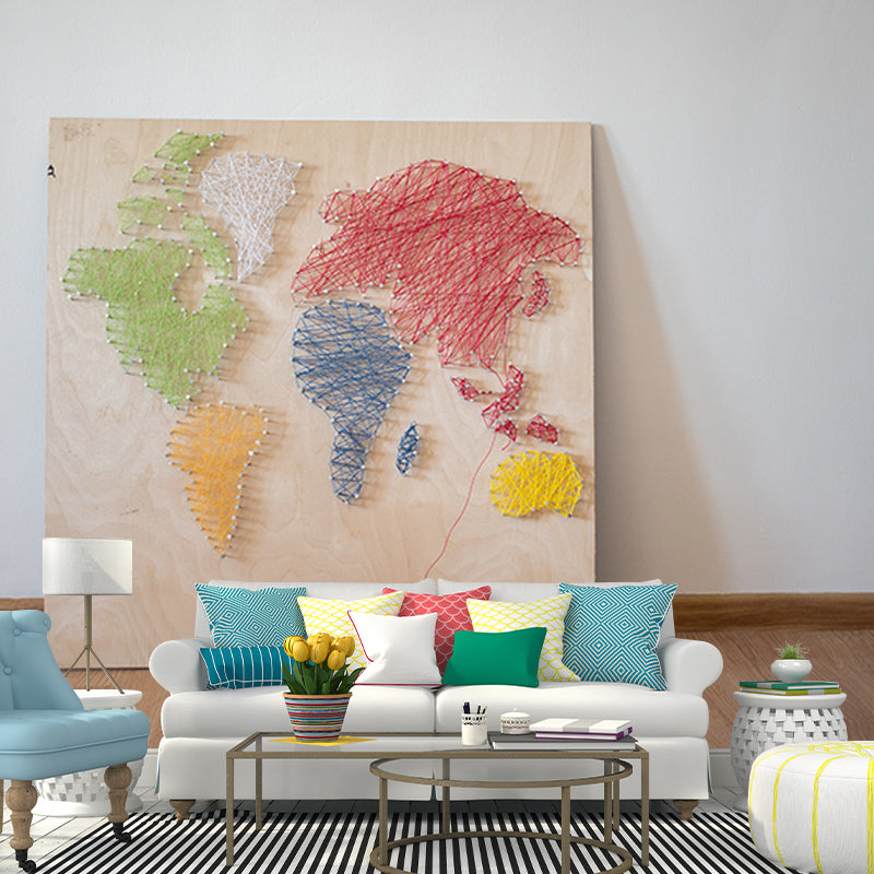 Modern Style Mural Wallpaper Map Environment Friendly Bedroom Wall Mural