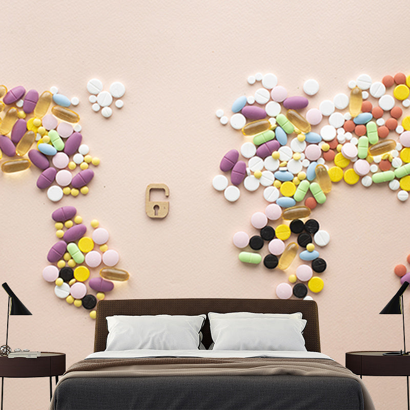 Modern Style Mural Wallpaper Map Environment Friendly Bedroom Wall Mural