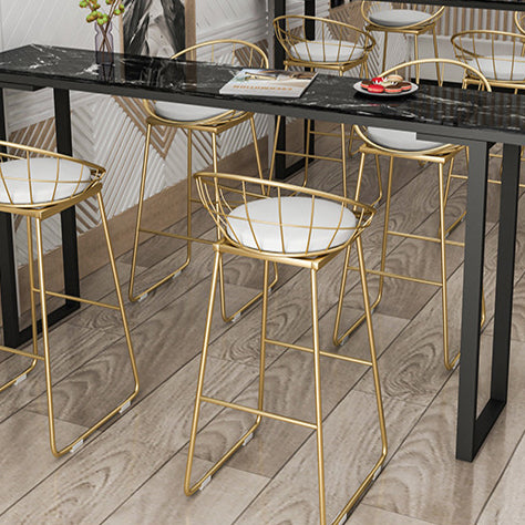 Stone Top Bar Counter Rectangle Contemporary Bar Counter with Sled Base