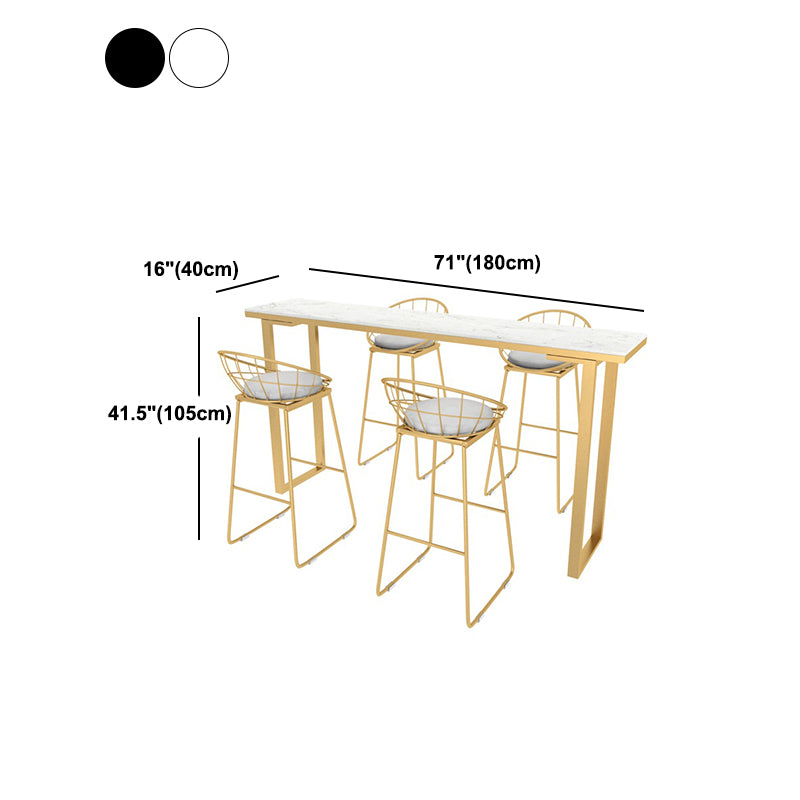 Stone Top Bar Counter Rectangle Contemporary Bar Counter with Sled Base