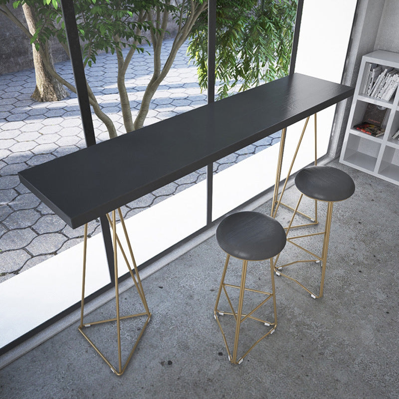 Pine Wood Top Bar Counter Traditional Luxury Rectangle Bar Counter with Sled Base