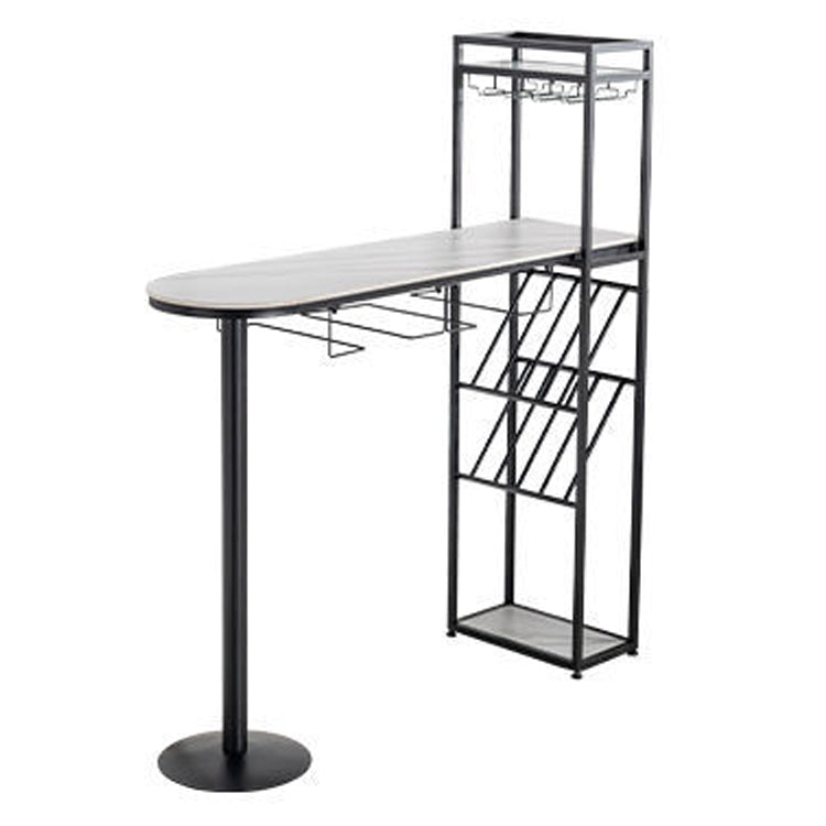 Stone Top Bar Dining Table Traditional Luxury Bar Table with Double Pedestal Base