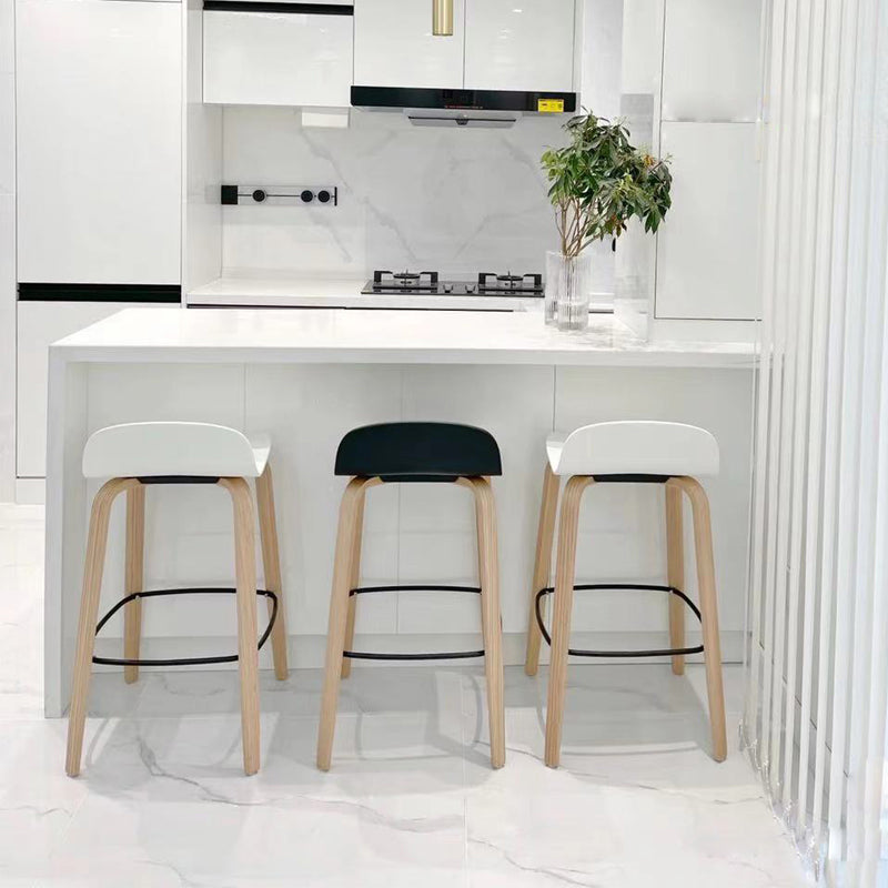 Nordic Indoor Simple Barstool Low Back Iron Tall Stool with Plastic Seat