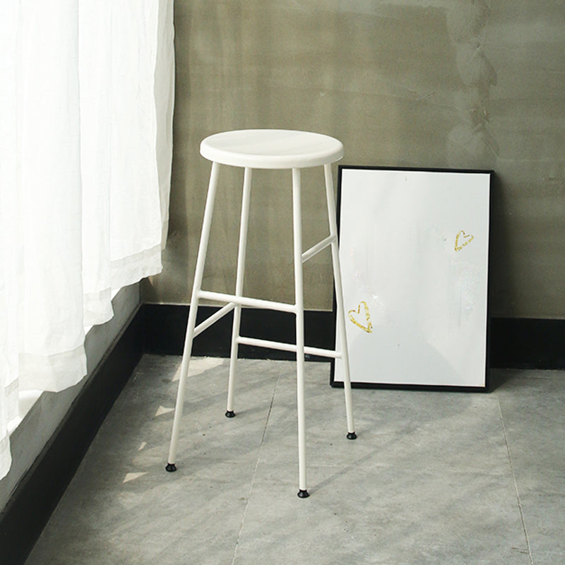 Industrial Iron Backless Barstool Simple Indoor Tall Stool with Square Seat 1 Piece