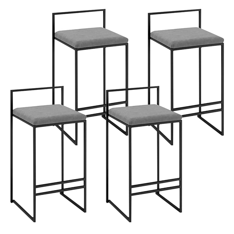 Nordic Steel Low Back Barstool Simple Indoor Tall Stool with Upholstered