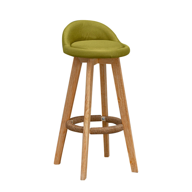 Nordic Indoor Low Back Barstool Swivel Rubberwood Tall Stool with Upholstered